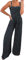 A/D Damen-Overall mit weitem Bein, lose Knopfriemen, Jumpsuits für den Sommer, lässig, Boho, floral, Strand, Urlaub, Playsuits, navy, 46