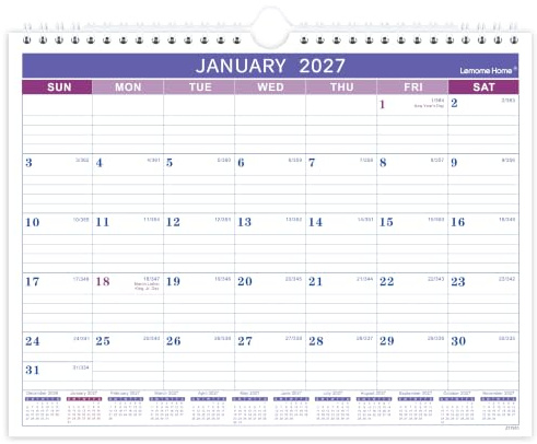 2027 Calendar, 2027 Wall Calendar 12 Month, 8.5 x 11, Wall Calendar 2027