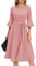 Homrain Damen Elegante Kleider 3/4 Glockenärmel Brautkleider Abendkleider Elegant für Hochzeit Blush 2XL