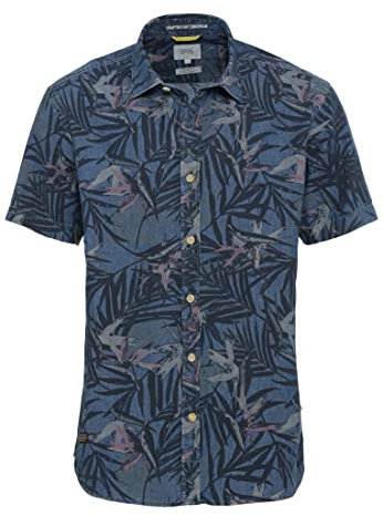 camel active Herren Kurzarm Hemd in Regular Fit Dunkelblau, Menswear-M