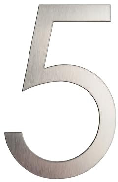 GUIZZO Creart - Numero Civico con Lettera in Acciaio Inox, Targa Personalizzata Made in Italy, Porta Ingresso per Uso Esterno - 5, 5.1x8H cm