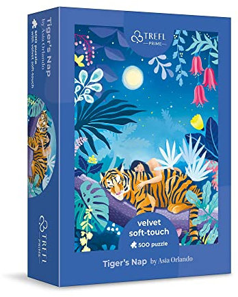 Trefl 37424 500 Elemente, Samtbeschichtung, einzigartige Grafiken, Poster im Set, dickster Karton, Bio, EKO, für Erwachsene und Kinder ab 10 Jahren Puzzle, Tiger's Nap