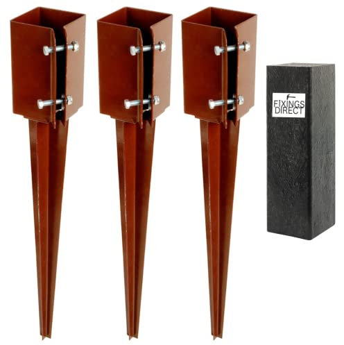 [FIXINGS DIRECT®] 100mm (4) Industrial Fence Post Spike Support 750mm Long Drive Down Post Spike Kit (Includes Free Driving Tool) (3)