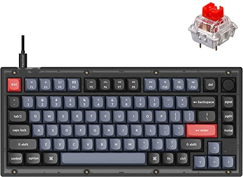 Keychron Key V1 75% Frosted Black RGB Key Red H V1-C1-DE