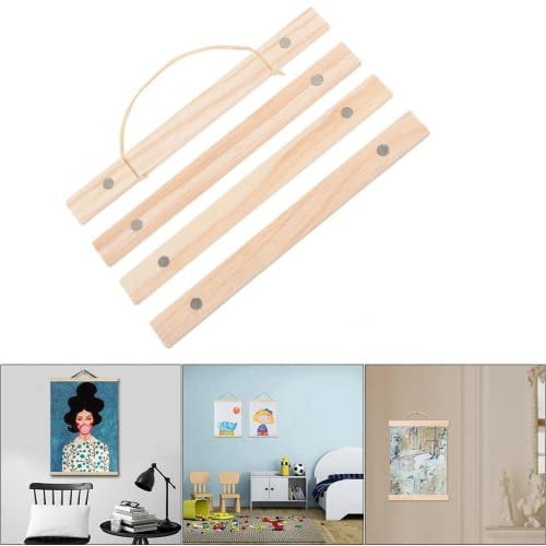 HEIBTENY 5 Stück Magnetisch Posterschiene|Holz Bilderrahmen hochwertig,für Wandbilder, Poster und Fotos magnetisch|Posterleiste Holzrahmen Bilderleiste Klemmleiste