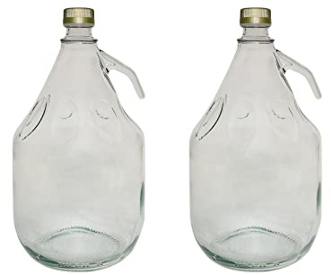 DIAH DO IT AT HOME 2X 3L Glass Demijohn Fermentation Bottle with Airtight Screw Cap - Clear Empty Carboy Jug for DIY Wine Making, Hard Cider, Mead, Kombucha & Liquid Storage (Set of 2)