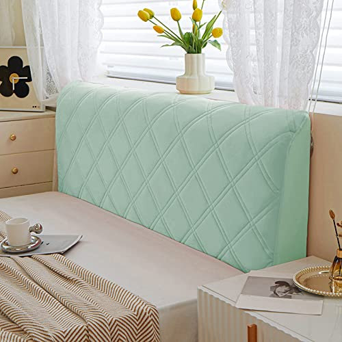 TFBH Stretch-Bett-Kopfteil-Bezug Kristall-Samt-Bett-Kopfteil-Abdeckung Einzel-Doppel-King-Size-Bett-Kopfteil-Hussen Gesteppter Staubdichter Schutz-Leder-Holz-Bett-Rückenlehnen-Abdeckung,Green-190cm