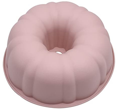 SANWOOD Stampo per torta di zucca, tortiera scanalata in silicone, stampo da forno profondo Bundt, teglie antiaderenti, senza BPA, stampo per torta grande a forma di zucca Rosa