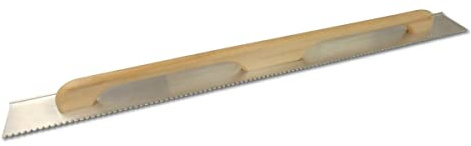 DEWEPRO® Aluminium Kartätsche 120cm mit Holzgriff - Putzlatte 4mm Alu Profil - Abziehlatte 7mm Dreieckzahnung