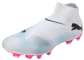 PUMA Future 7 Match+ LL FG/AG, Soccer Shoe Uomo, White Black-Poison Pink, 46 EU