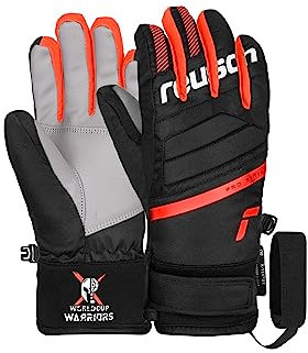 Reusch Warrior R-TEX XT Junior sehr warme, wasserdichte, Winddichte und atmungsaktive Skihandschuhe Winterhandschuhe Kinder Kids Jugendliche Mädchen Jungen, schwarz-weiß-rot, 5,5