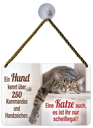 Blechwaren Fabrik Braunschweig Kulthänger Blechschild - Katze scheißegal KH191