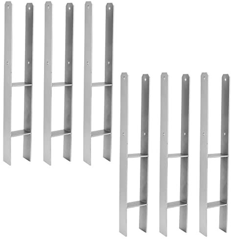 Ansobea H-Pfostenträger H-Anker Pfostenanker Set H Anker Pfostenträger Träger Anker Pfosten H-Form Stahlträger für Pfosten Zaun, Carports, Stelzenhäuser (6 Stück 101 x 600 x 5 mm)