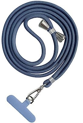 Cordino per Cellulare Universale,Regolabile Cordino da Collo Nylon Catena Collana Tracolla con Toppa di Fissaggio Compatibile con Smartphone dei Casi,Grigio blu