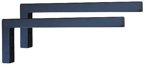 Sunload Consolle da parete per lavabo, acciaio nero, forma a L, 2 pezzi (350 x 150 mm)