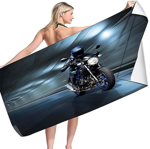 Buohwiwe Motorrad Strandtuch 80x160 cm, Weich Schnell Trocknen Microfaser Handtücher, 3D Strandhandtuch Motorrad Strandtücher Badetuch Strandlaken Handtuch Herren Frauen Badetücher
