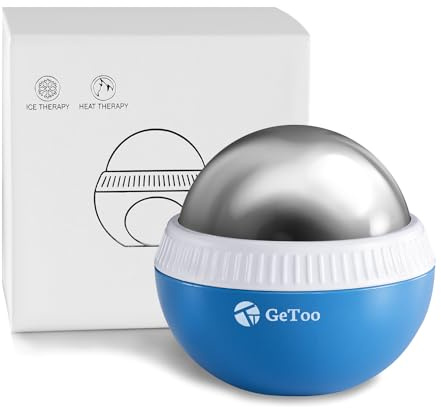 GeToo Cryosphere Cold Massage Roller Ball - 7,1 cm Cryosphere Cold Roller für 6 Stunden Kaltmassage, Abnehmbarer Rollball, Eisroller Cryoball für Tiefengewebemassage, Weiß und Blau