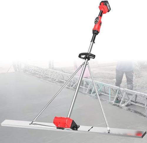 Hydravex Grattoir éLectrique pour BéTon De 150 Cm, Chape éLectrique sans Fil avec Moteur Vibrant De 6000 TR/Min, Outil De Finition De Surface en BéTon avec Planche en Acier Inoxydable, 1 Batterie