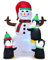 COSTWAY 180cm Aufblasbarer Schneemann mit Gebläse, 3 Pinguinen Weihnachtsdeko LED, Weihnachtsfigur für den Garten, Hof und Balkon