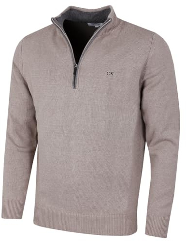 Calvin Klein Mens 1/2 Zip CK Golf Sweater - Oat Marl - M