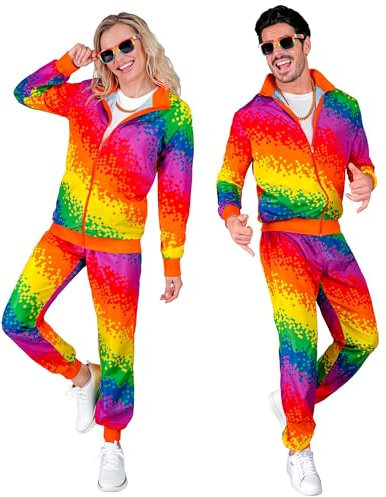 W WIDMANN MILANO Party Fashion - Kostüm Trainingsanzug, Regenbogenfarben, CSD, LGBTQ Pride, Jogginganzug, für Karneval & Party