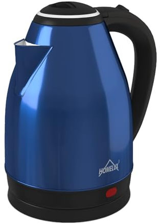 Homelux 1,8L Edelstahl Wasserkocher, 1500W, BPA-freier Heißwasserboiler, Schnelldurchlauferhitzer mit Abschaltautomatik und Trockengehschutz-Technologie, Geeignet für Kaffee, Tee,Blau