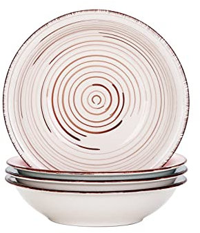 ZzzaNa Juego de Platos de Sopa de Porcelana de 4 Colores Estilo Palacio 4/8/12 Piezas, Juego de Platos hondos de Sopa de Ensalada de cerámica Pintados a Mano Vintage Cuencos (Color : 4pcs)
