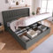 Boxspringbett Stauraumbett Polsterbett 140*200CM, Bett mit Lattenrost aus Metallrahmen & Bettkasten, Hydraulisch Doppelbett mit Großer Stauraum & höhenverstellbares Kopfteil (Ohne Matratze, Grau)