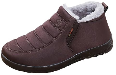 Gsheocm Lammfell Stiefel Damen, Wasserdicht Warm Schneestiefel Winter Outdoors Rutschfeste Kurzschaft Schneestiefel Gefütterte Leichte Thermal Winterstiefel Draussen Schneeschuhe