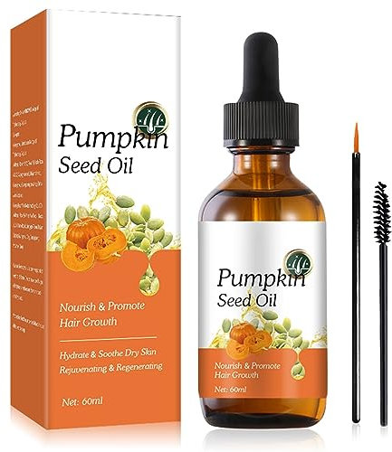 Hocossy Olio di semi di zucca per la crescita dei capelli, olio puro per la cura dei capelli spremuto a freddo perfetto per idratare e riparare capelli, unghie, pelle secca e danneggiata