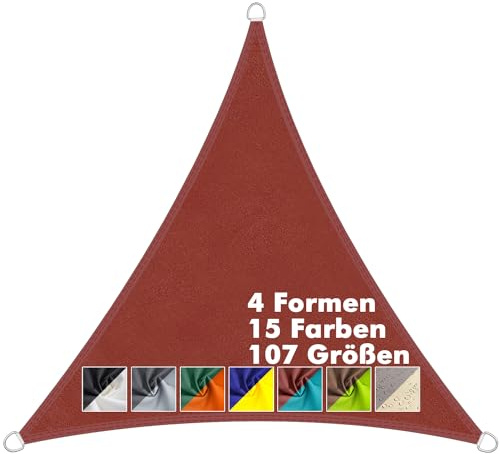 Aiyaoo Sonnensegel Dreieckig 4.5x4.5x4.5m Wasserdicht im Viele Größe und Farben, PES Polyester, Sonnenschutz 95% UV Schutz, Reißfest Wetterfest für Terrasse Garten Balkon- Rost rot