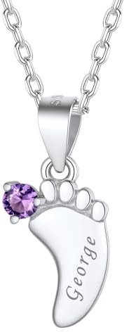 FindChic Collar Pie Bebé Circonita Personalizado Colgante Pie de Bebé Collar Mama Plata de Ley Collar para Mamá