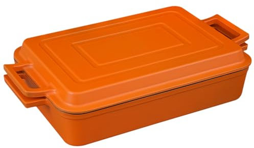 Flavehc Casserole Dishes for Oven Cast Iron Baking Dish With Skillet Lid 9X13 Lasagna Pan 2-In-1 Cast Iron Skillets Cookware Set