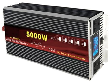 HYDTGZ Reiner Sinus Wechselrichter 3000W 4000W 5000W 6000W DC 12V/24V/48V/60V zu AC 110V /220V Stromrichter Solar Wechselrichter für Zuhause und Camping,5000w,24V to 110V
