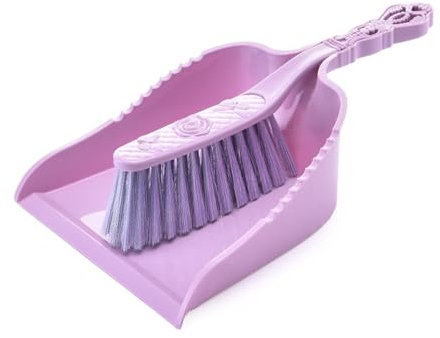 Small Dustpan and Brush Set,Mini Handheld Scrubber Dust pan Broom Cleaning Combo, Durable Bristles & Easy-Sweep Rubber Blade, for Home,Desktop,Sofa,Kitchen, Indoor Pet Care,Sweeping (Purple)
