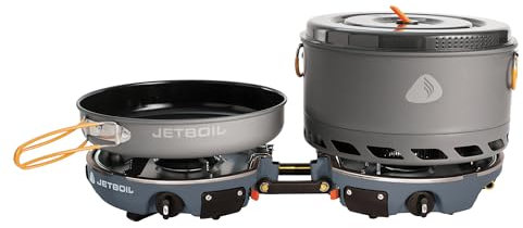 Jetboil Genesis Basecamp Camping and Overlanding Stove Cooking System with Camping Cookware Grey