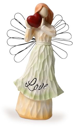 Tuzsocr Engel Figur - Betender Engel, Schutzengel-Statue, Engelstatue hält EIN Herz in der Hand, Liebe Heilender Harzfigur Sammelfigur, für Office Desktop, Moderne Dekoration, Raumdekoration (Stil 2)