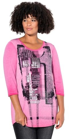 Angel of Style Damen große Größen Übergrößen Plus Size T-Shirt, Comfort Fit, XL-Druck, 3/4-Ärmel hibiskuspink 46 838125510-46