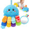 hahaland Oktopus Activity Sensorik Rassel mit Beißring,Spiegel,Baby Knister Spielzeug zum Greifen für Jungen und Mädchen 0 3 6 Monate,Neugeborene Geschenk, Montessori Greifling Spielzeug