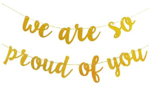 Zerodeko Glitzerndes Abschlussfeier Banner Wir Sind So Stolz Auf Dich Dekoration Für Graduierungsfeiern Girlande Für Abitur Bachelor Und Jugendweihe Veranstaltungen