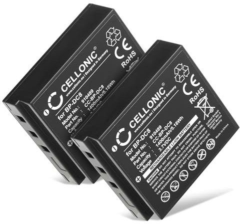 CELLONIC, Akku für Kamera, kompatibel mit Leica BP-DC8, X1, X2, X Vario, X (Typ 113) (3.6V - 3.7V, 1400mAh) 2 Stück