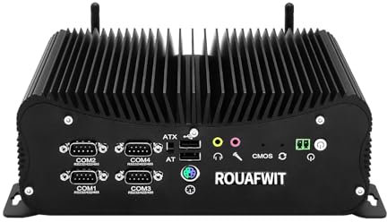ROUAFWITCore i5-1335U Mini PC Industrial Computer Win11 Pro, Fanless Industrial PC, 64GB RAM 1TB SSD, RS232/485 COM, Dual LAN, 4K HD, VGA, 4USB3.0, 2USB2.0, 9-36V, GPIO