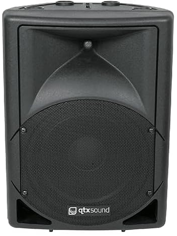 QTX QS15A 15 Active PA Speaker with Built-In Amp, ABS Enclosure, 700W Max Power, XLR/RCA Inputs, Monitor Stand, DJ & Live Sound Use, 178.569UK