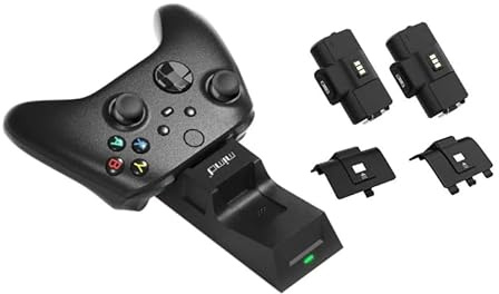 Station de Charge Duo pour Manettes Xbox One/One S/One X/Xbox Series X et S – Support de Chargement Rapide avec 2 Batteries 800 mAh et Indicateurs LED – Noir – Straße Game