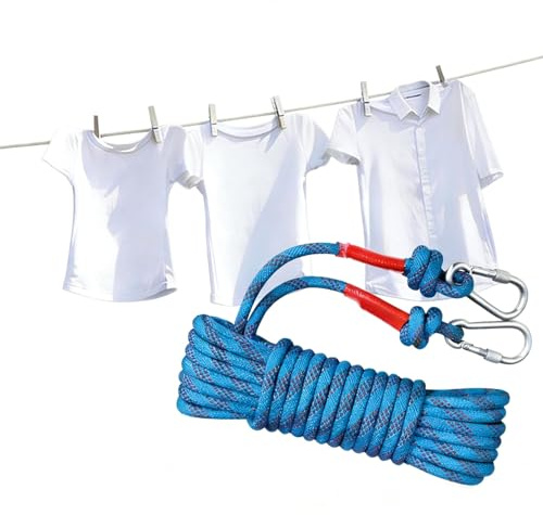 Corde à linge bleue 10 mm x 10 m pour jardin, extérieur, pêche, rafting, camping, randonnée