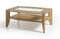 Beauty.Scouts Couchtisch Detroit - Tisch, Couchtisch, Beistelltisch, Fernsehtisch, Massivholz, Kernbuche oder Asteiche geölt, Glasplatte, 115x50x75, 20kg Farbe Asteiche