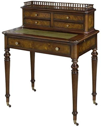 Casa Padrino Mahagoni Sekretär mit 5 Schubladen Braun/Grün 79 x 50 x H. 101 cm - Luxus Qualität