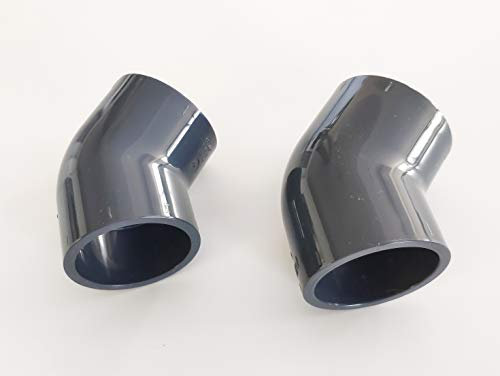 Lot de 2 Coudes PVC Pression 45° F/F 50mm / 50mm intérieur PN16 / Piscine et arrosage/Femelle/Femelle
