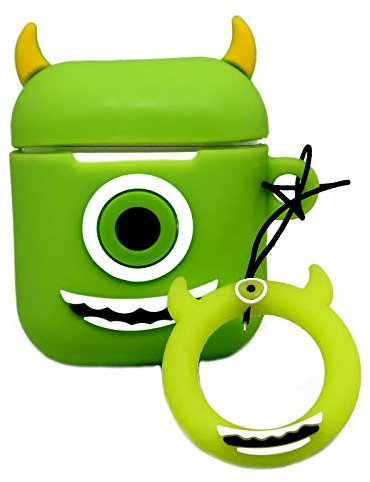 BestWayDigital Airpod Case Cover Green Novelty Cartoon Silicone Skin Cover Protective Air Pod 1st/2nd Generation 3D Funny Cute Character Keychain Rubber
