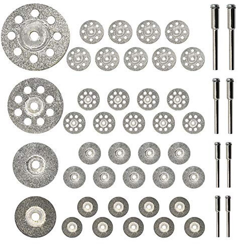 Diamond Cutting Wheel 40PCS (25mm/22mm/18mm/16mm Each 10) with Mandrel (3mm) 8pcs for Dremel Rotary Tool